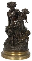 Clodion Figural Bronze Satyr Family Grouping