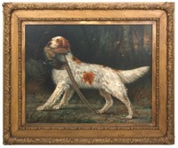 H.H. Cross O/C Hunting Dog Painting