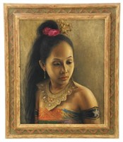 Signed Raka Bali O/C Portrait Painting