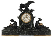 French Marble & Bronze Mantle Clock