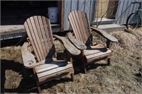 2 wooden Muskoka chairs