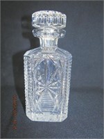 Bohemian diamond cut whiskey decanter 8"H