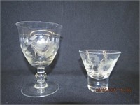 8 Cornflower Old Fashions and 5 water goblets