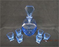 7 piece liqueuer set (1 glass chipped)