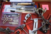 Tray of Tools-Gear Pullers, Engine Cylinder Hone,