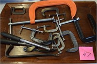Tray of C-Clamps & Misc.