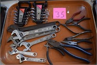 Tray of Tools-Crescent & Other Adjustable Wrenches