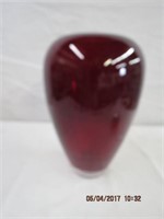 Hand blown 9.5" ruby vase