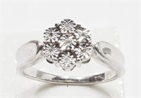 Sterling Silver 7 Diamond Ring, Retail $300