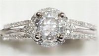 14K White Gold Diamond (1.02ct) Ring Accented by