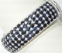 Sterling Silver 200 Sapphires (95.0ct) Bangle,