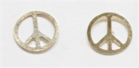 10K Yellow Gold Peace Sign Earrings