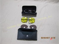 2 PR shoot glasses, 1 PR vintage w/ leather,