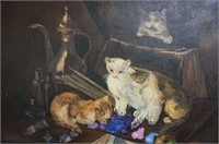 La Lena Enhanced Canvas Print: Cats At Play