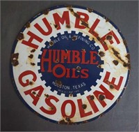 Vintage Humble Oil & Refining Co. Porcelain Sign