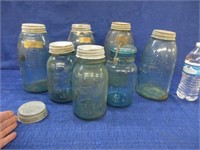 7 antique canning jars (quart & half gallon)