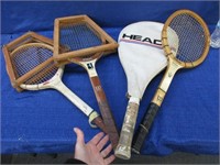 4 vintage tennis racquets