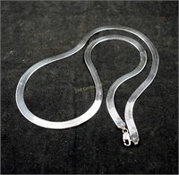 Sterling Silver 30" Long Wide Herringbone Necklace