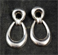 Pair Sterling Silver Heavy Stirrup Earrings