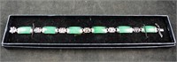 New Oriental Jade Silver Long Link Bracelet