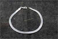 Sterling Silver Flat Herringbone Pattern Bracelet
