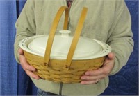 longaberger oval casserole w/lid & '07 basket(set)
