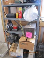 Shelf with contents: tools, AC pump and more