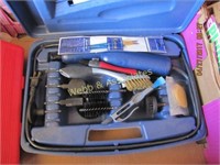 2 boxes drill bits, brushes, air testing kits,