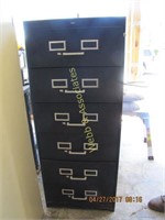 Black 6 drawer file cabinet with assorted tools