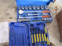 ¾” socket set and snap ring pliers