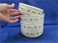 4 longaberger 6in stack bowls - usa (green)