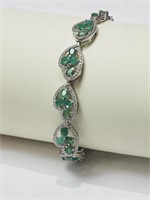 Sterling Silver Emerald (9.45ct) and Cubic