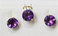 10K Yellow Gold Amethyst (3.5ct) Earrings and
