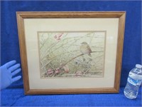 framed bird print by marjolein bastin 18x22