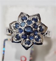 Sterling Silver Sapphire (3ct) and Cubic Zirconia
