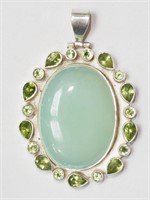 Silver Jade and Peridot Large Pendant, Retail