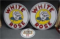 LOT OF 3 WHITE ROSE SIGNS