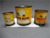 GROUPING OF 3 WHITE ROSE CANS