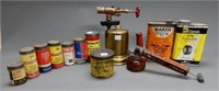 LOT OF CANS, BLOW TORCH, & SPRAYER