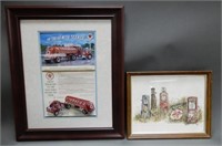 LOT OF 2 TEXACO FRAMED ADVERTISMENTS