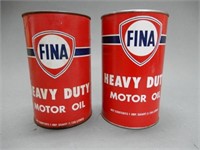 LOT OF 2 FINA MOTOR OIL IMP. QT. FIBRE CANS