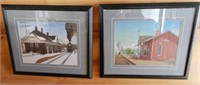 LOT OF 2 FRAMED STATION PANTINGS BY THIELL