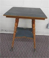 2 tier parlor table on glass ball and claw feet