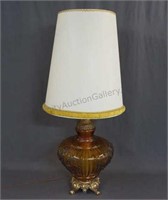 1970's EF & EF Industries Amber Glass Table Lamp
