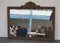 Antique Art Nouveau Guilt Wood Wall Mirror