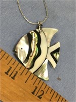 1.5 x 2" tropical fish pendant with mother of pear