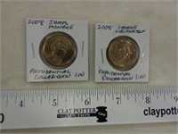 2 US Presidential Dollar Coins