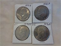 4 Eisenhower Dollar 1971-D,72-P & 76-D