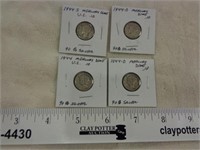 4 Silver Mercury Dimes 1944, 1944-D & S