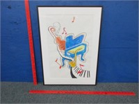 signed brorson watercolor "jazzy blues"